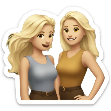 Three women, two blonde, one brunet lookinng  at the tower smiling and hapy sticker