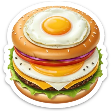 Burger with double smash meat, onion, eggs Fried Sunny Side Up sticker