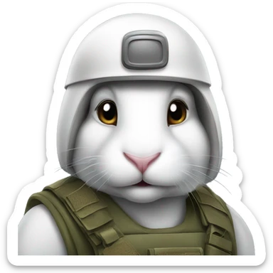 white Rabbit with military helmet sticker
