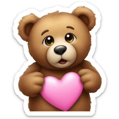 Teddy bear with pink heart sticker