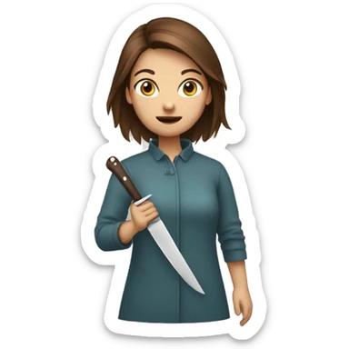 brown hair girl holding knife emoji sticker