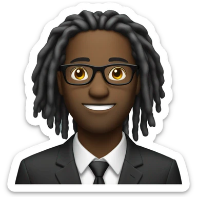 black male with suit with dreadlocks with glasses sticker