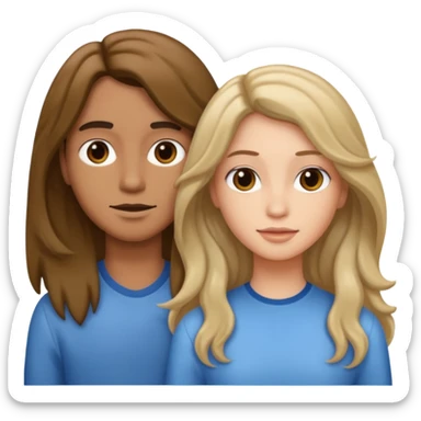 Longer wavy hair for one and straight for the other sticker