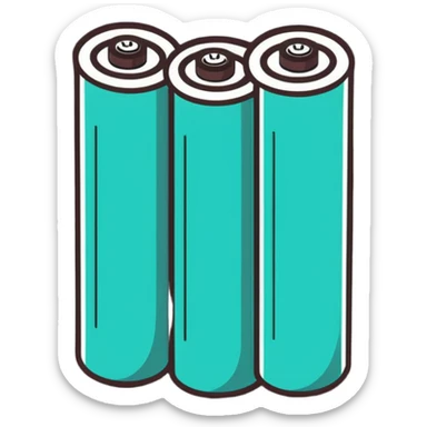 Two dead batteries stacked on top of each other, depleted, empty power sticker