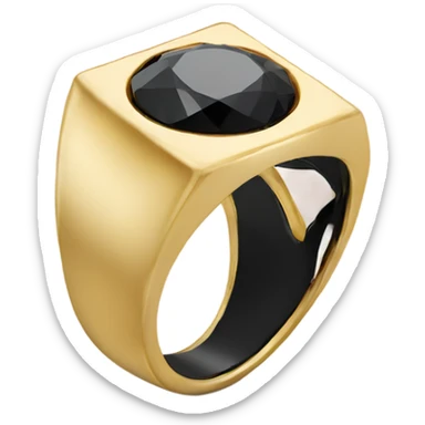 gold ring with black diamon sticker