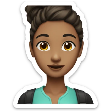 Girl with dark brown hair and dark brown eyes with her hair in a high ponytail sticker