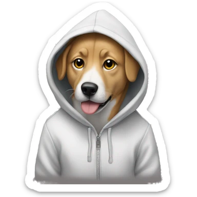 dog wearing a hoodie that says whitefox sticker