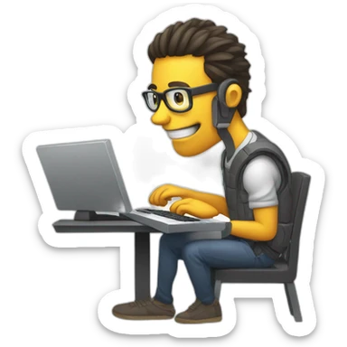 developper using a keyboard to fight a bug sticker