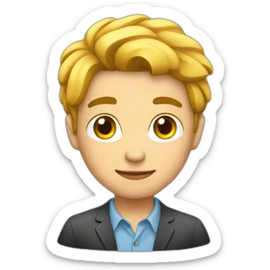 young guy working on his business sticker