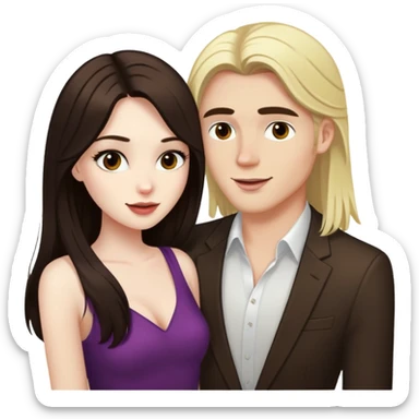 girl with long dark brown hair and pale skin flirting with a blonde man at the club sticker
