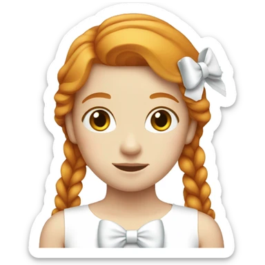 Pretty ginger girl with white bow sticker