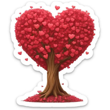 Heart shaped tree + hearts sticker