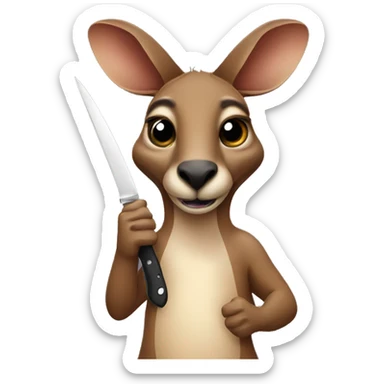 Kangaroo holding a knife  sticker