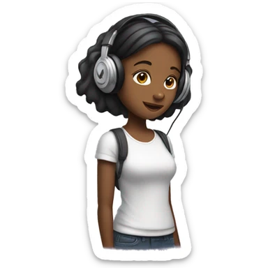 Girl with headphones  sticker
