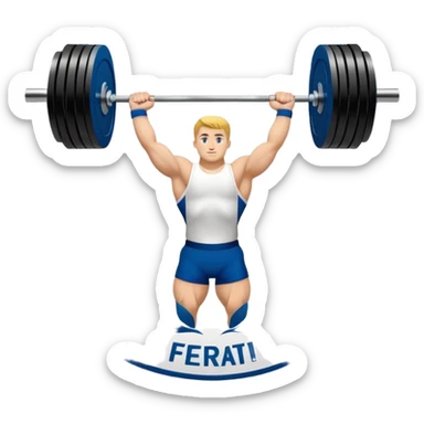 An emblem representing the World Weightlifting Federation with a stylized barbell and global elements. Bold text and clean lines symbolize strength, unity, and competition. Modern, dynamic design with a transparent background. sticker