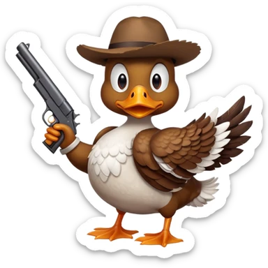 angry duck with a gun in his hand  sticker
