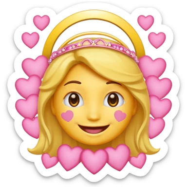 a smiling emoji with pink hearts an a halo sticker