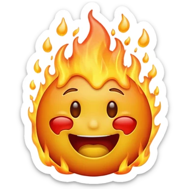 Generate an emoji that is on fire, laughing, crying, and melting at the same time with a sad mouth. sticker