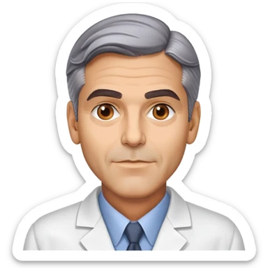 George Clooney lookalike scientist sticker
