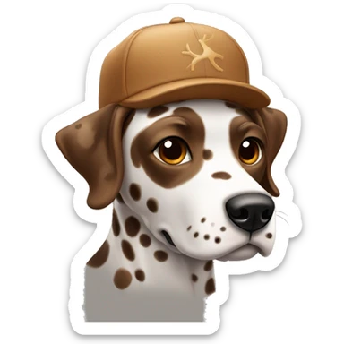 Brown Dalmatian in a cap with deer horns sticker
