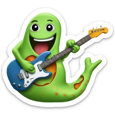 Happy slimy slug playing electric guitar sticker