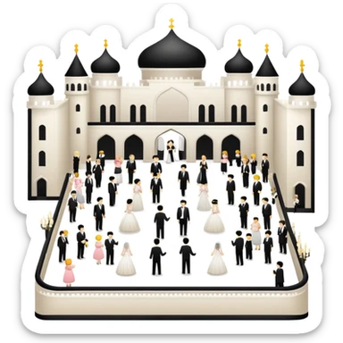guests gathering at the wedding palace, minimalism sticker