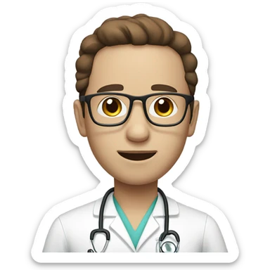 doctor, white skin, brown hair with gla sticker