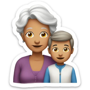 A grandmother with her boy sticker