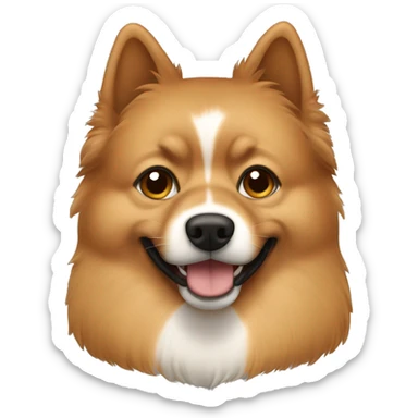 A light brown big Spitz. His face is covered with dark brown spots sticker