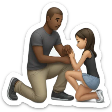 Girl kneeling in front of man sticker