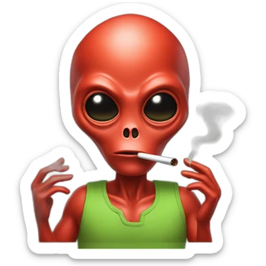 Alien with a red hawaian shirt smoking  sticker