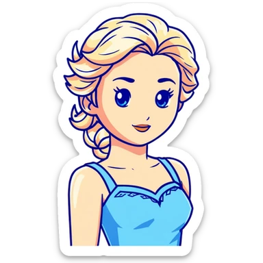 Elsa ice queen from Frozen with blue dress, chest up portrait sticker