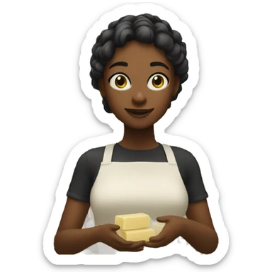 girl working in lush, selling soap sticker