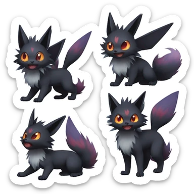 Shiny Dark Eevee-Litten-Zorua-Torracat-fusion-hybrid full body sticker