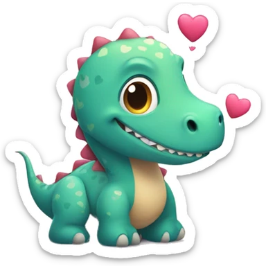 Cute dinosaur with hearts sticker