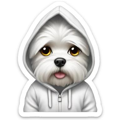 Maltese wearing hoodie sticker