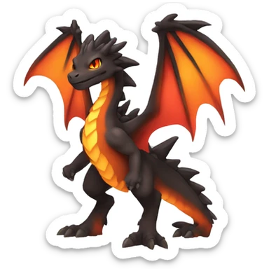  Legendary Cool Brown-Black-Red-Orange-gradient Magma-Lava-Volcano-Dragon-Fakemon full body sticker