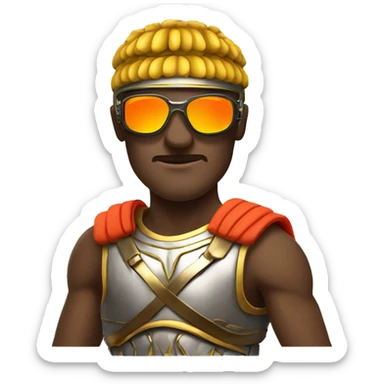 roman gladiator wearing modern neon racing sunglasses sticker