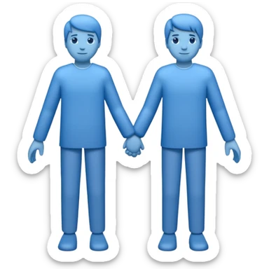 bonequinhos recortados de papel azuis de mãos dadas sticker