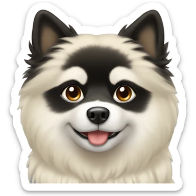 Black and ivory long hair pomski with brown eyes sticker