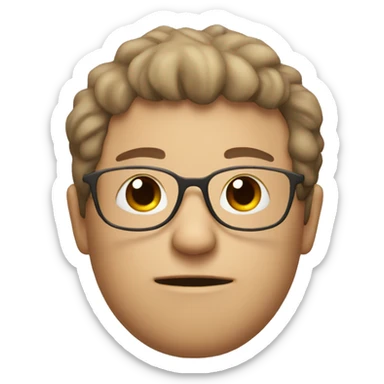 Sleepy white/brown guy with a fringe hair and glasses sticker