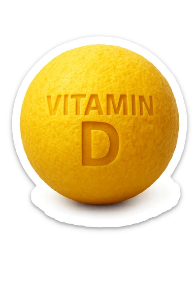 particella in 3d di Vitamina D gialla, iperrealistica in 3d sticker