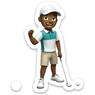 boys enjoying day outdoors with golf clothing and golf course sticker
