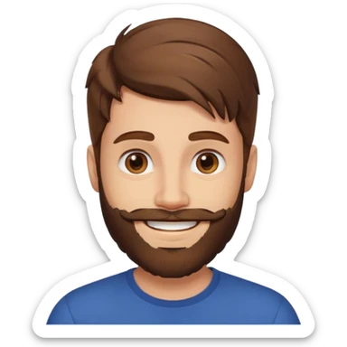 27 year old man, brown hair, beard sticker