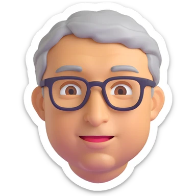 Bill Gates, iconic tech entrepreneur, portrait, 3D emoji style, no background sticker