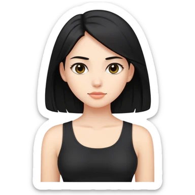 girl with black shoulder-length hair wearing a black tight-fitting top sticker