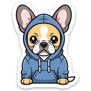 French bulldog wearing a hoodie sticker