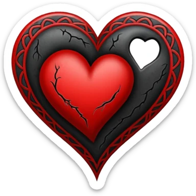 Black and red heart tattoo style sticker