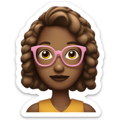 chica trigueña con lentes pelo oscuro y celular en la mano sticker