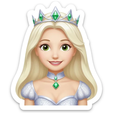 The Good Witch from Oz with long white blonde hair, white sequin outfit sticker